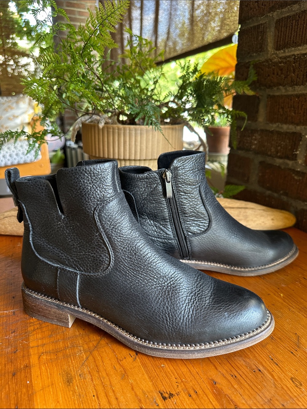 Franco Sarto Hoda black leather moto ankle boot. Size 9